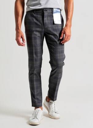 Pantalon chino imprimeu imprimeu prinț de wales mărime normală albastru M5 BY MEYER bărbat