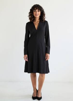 Rochie midi mâneci lungi mâneci lungi negru SURKANA femeie