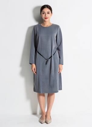 Rochie midi imprimeu fantezie mâneci lungi albastru DIANE LAURY femeie