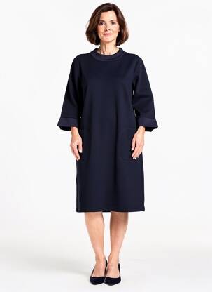 Rochie midi mâneci 3/4 mâneci 3/4 albastru BARBARA LEBEK femeie