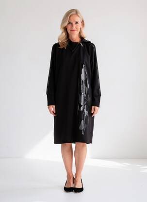 Rochie midi mâneci lungi mâneci lungi negru BARBARA LEBEK femeie