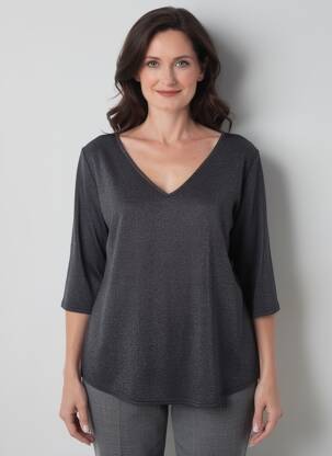 Tricou mâneci 3/4 mâneci 3/4 gri HALOGENE femeie