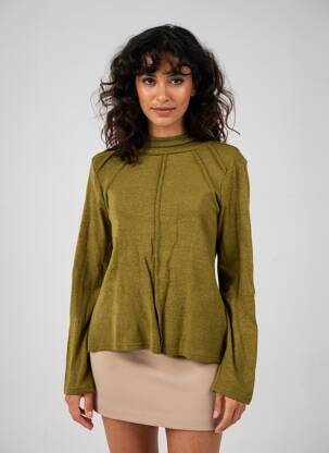 Pulover croială cambrată mâneci lungi verde SEMIOLOGY femeie