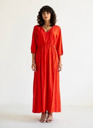 Rochie lungă mâneci lungi mâneci lungi roșu LA FIANCEE DU MEKONG femeie