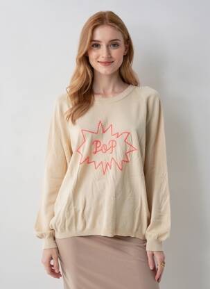 Pulover croială dreaptă mâneci lungi bej VILA femeie