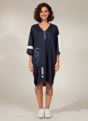 Rochie midi mâneci 3/4 mâneci 3/4 albastru SEE YOU femeie