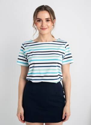 Tricou imprimeu fantezie mâneci scurte albastru LOVE BY MD femeie