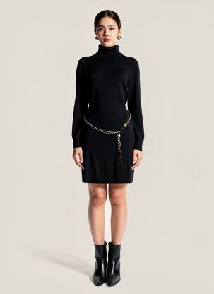 Rochie pulover elasticitate mâneci lungi negru MICHAEL KORS femeie