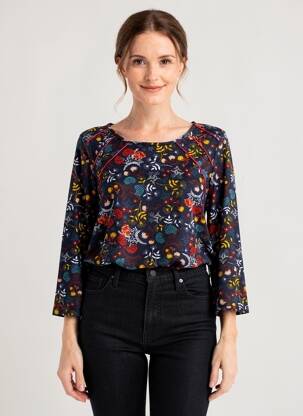 Tricou mâneci 3/4 mâneci 3/4 albastru SCOTTAGE femeie