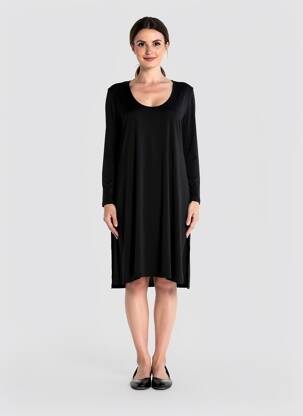 Rochie midi croială fluidă mâneci lungi negru EDMOND BOUBLIL femeie