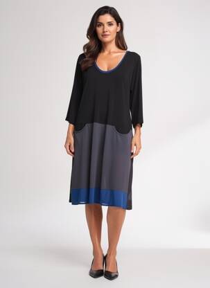Rochie midi mâneci 3/4 mâneci 3/4 gri închis EDMOND BOUBLIL femeie