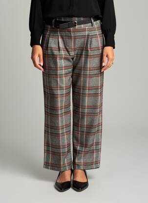 Pantalon drept talie cu cleme talie înaltă gri LA FEE MARABOUTEE femeie