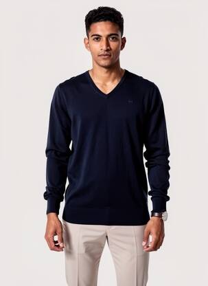 Pulover guler în v mâneci lungi albastru SCOTCH & SODA bărbat