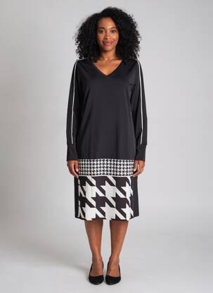Rochie midi imprimeu fantezie mâneci lungi negru TUZZI femeie