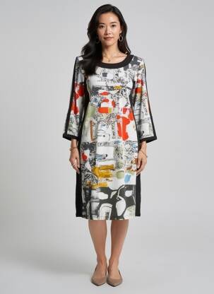 Rochie midi mâneci 3/4 mâneci 3/4 alb DOLCEZZA femeie