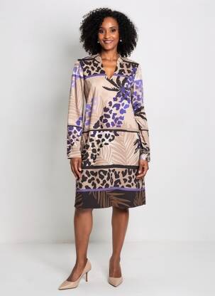 Rochie midi imprimeu fantezie mâneci lungi violet TUZZI femeie