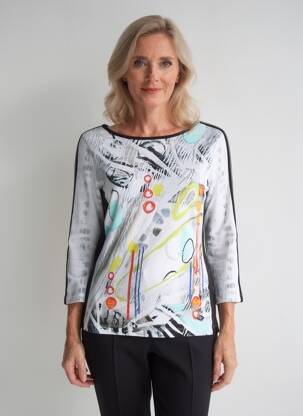 Tricou imprimeu fantezie mâneci lungi alb DOLCEZZA femeie
