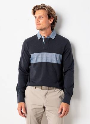 Polo mâneci lungi mâneci lungi albastru WHITE STUFF bărbat