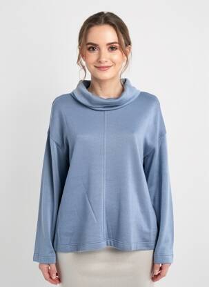 Pulover croială cambrată mâneci lungi albastru SIGNE NATURE femeie