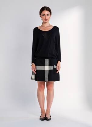 Rochie midi mâneci lungi mâneci lungi negru CAPTAIN TORTUE femeie