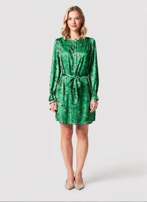 Rochie midi imprimeu fantezie mâneci lungi verde RAFAEL TOUS femeie