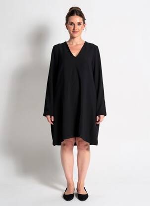 Rochie midi țesătură crep mâneci lungi negru COP COPINE femeie