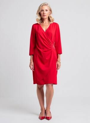 Rochie midi mâneci 3/4 mâneci 3/4 roșu GREGORY PAT femeie
