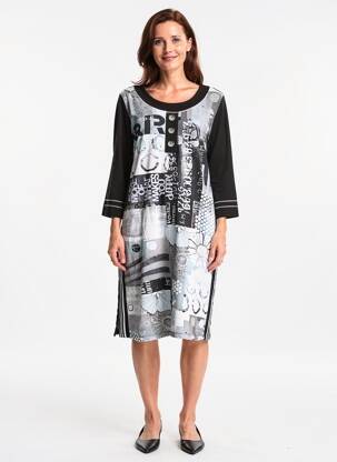 Rochie midi mâneci 3/4 mâneci 3/4 gri DOLCEZZA femeie