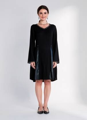 Rochie midi mâneci lungi mâneci lungi negru LO! LES FILLES femeie