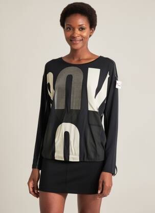 Tricou serigrafie flockată mâneci lungi negru TUZZI femeie