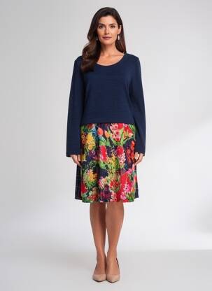 Rochie midi mâneci lungi mâneci lungi albastru MALOKA femeie