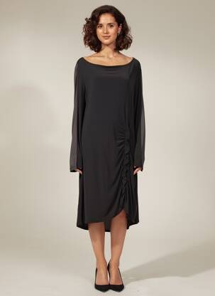 Rochie midi mâneci lungi mâneci lungi gri LAUREN VIDAL femeie