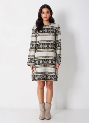 Rochie pulover elasticitate mâneci lungi gri AKINO LAUDE femeie