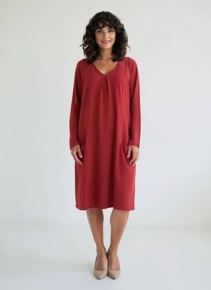 Rochie midi mâneci lungi mâneci lungi roșu L'ATELIER D'ANNA femeie