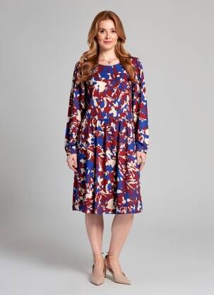 Rochie midi imprimeu fantezie mâneci lungi albastru PRINCESSE NOMADE femeie