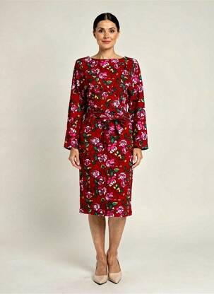 Rochie midi imprimeu floral mâneci lungi roșu WHO'S THAT GIRL femeie