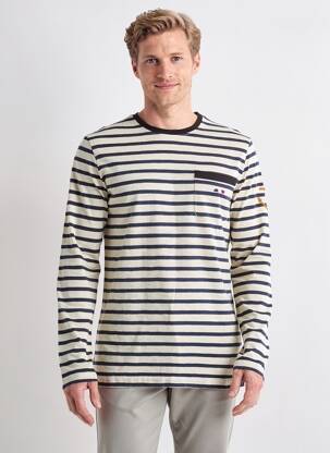 Tricou croială cambrată mâneci lungi alb LA MARINIÈRE FRANÇAISE bărbat