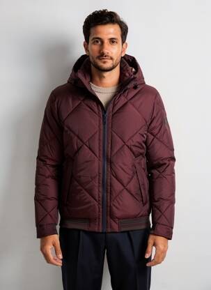 Geacă matlasată mâneci lungi cu glugă violet S4 JACKETS bărbat