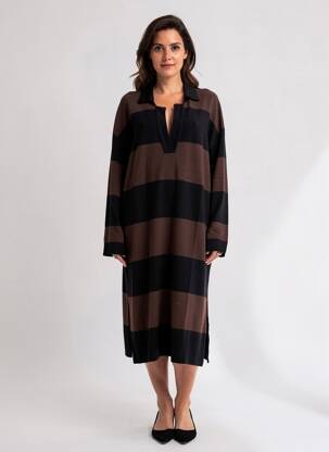 Rochie midi mâneci lungi mâneci lungi maro MASAI femeie
