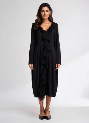 Rochie midi mâneci lungi mâneci lungi negru RHUM RAISIN femeie