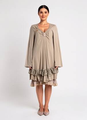 Rochie midi mâneci lungi mâneci lungi maro RHUM RAISIN femeie