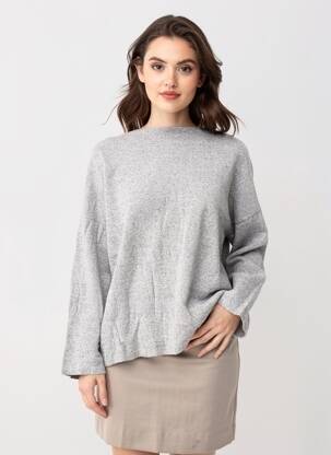 Pulover croială dreaptă mâneci lungi gri SANS MARQUE femeie