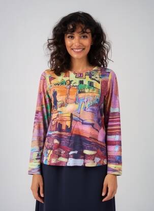 Tricou mâneci lungi mâneci lungi violet ORIENTIQUE NATURALLY femeie