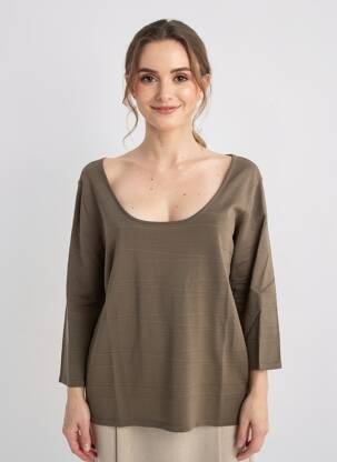 Pulover croială cambrată mâneci 3/4 verde KOKOMARINA femeie