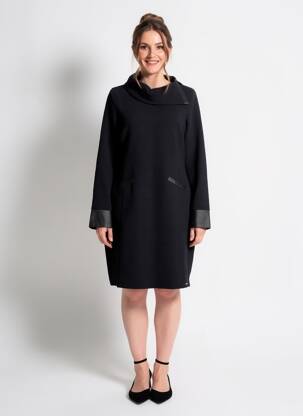 Rochie midi mâneci lungi mâneci lungi negru MALOKA femeie