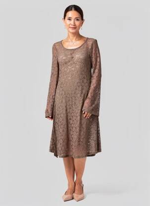 Rochie midi mâneci lungi mâneci lungi maro MYRINE femeie