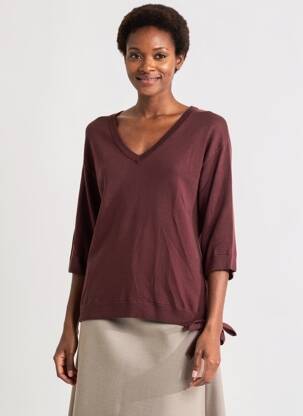 Pulover croială dreaptă mâneci 3/4 violet CREAM femeie