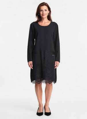 Rochie midi mâneci lungi mâneci lungi negru FELINO femeie