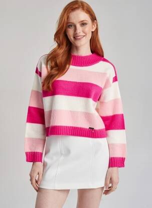 Pulover elasticitate mâneci lungi roz GAUDI femeie