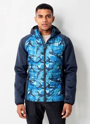 Geacă matlasată mâneci lungi cu glugă albastru JACK & JONES bărbat